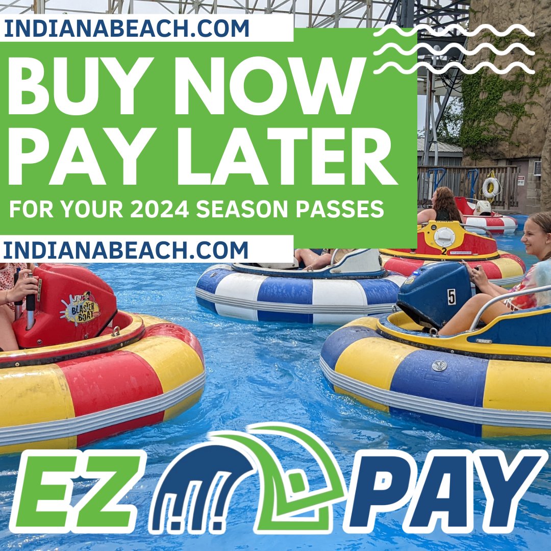 Exciting News!  Our EZ Pay Plan is back!  During the month of December, secure your 2024 Season Pass for as little as $12.49 per month.  

Buy Now, Pay Later.

For more information, visit indianabeach.com

Purchase your Season Pass today --> bit.ly/IBTICKETS