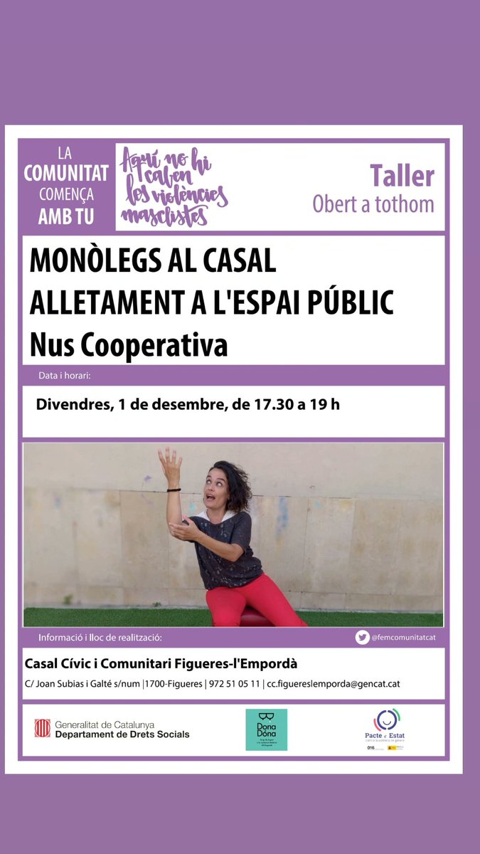 D'aquí una estona us esperem al centre cívic comunitari, darrera edifici de la cullera. 17h