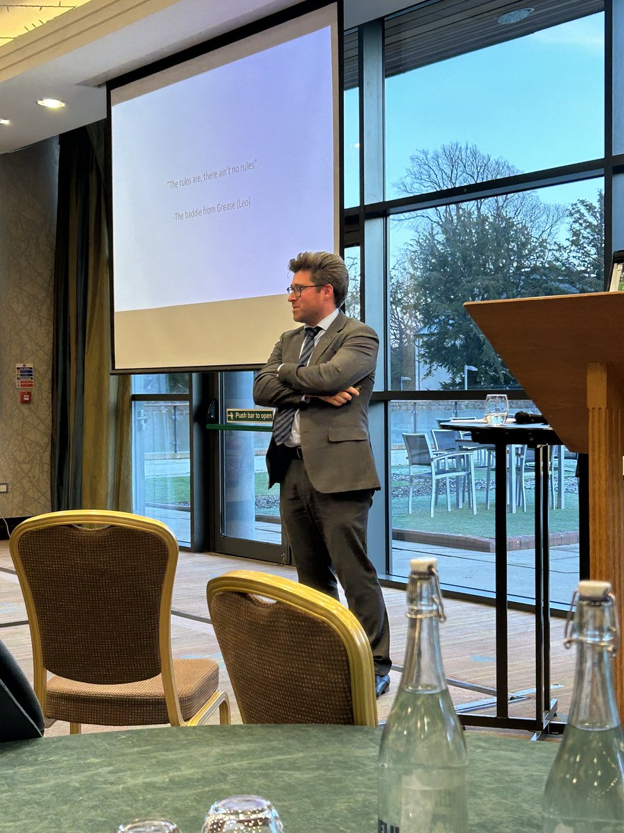 A quote from Crater-face (Leo) in Grease to start off Michael Briggs’ presentation on the shifting burden of proof in discrimination claims. 
But no song🎵 
(…. yet) #ELGConf