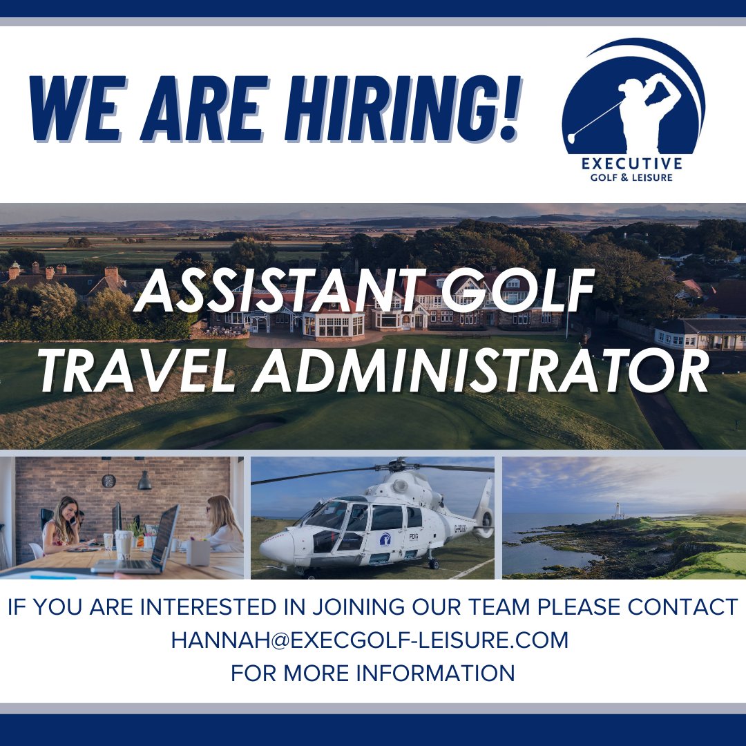 We have a fantastic opportunity to join our dynamic team as an Assistant Golf Travel Administrator.

If you are interested in applying then please send your CV and cover letter to hannah@execgolf-leisure.com

#golf #golfcourse #job #administrator #travel