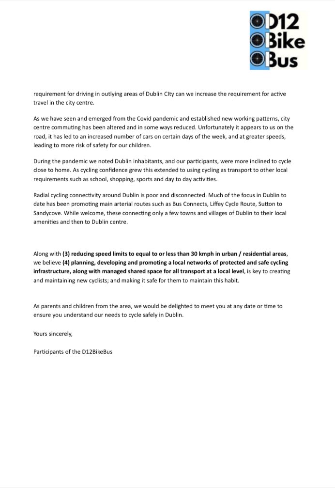 Submitted to <a href="/DubCityCouncil/">Dublin City Council</a> today for consultation (which closes today) on the Draft Dublin City Transport Plan: 1/ Develop community-based cycling in greater Dublin 2/Increase Scope 3/Reduce speed limits  &lt;30kph 4/Promote localised networks of safe separate and shared space