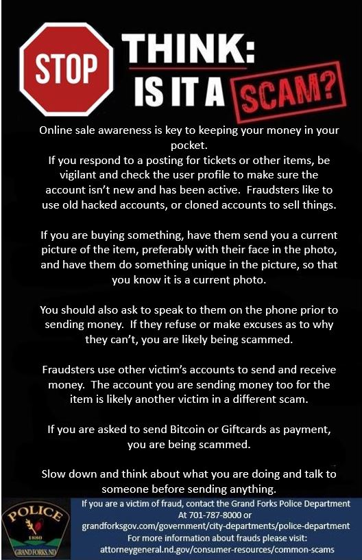 GrandForksPD's tweet image. It seems the days of everything is Downtown (music emoji) where you can forget all your troubles and all your cares have been replaced with online shopping. If that online deal looks too good to be true, it probably is. #GFPD #GrandForksFinest #dontfallforit #safeshopping