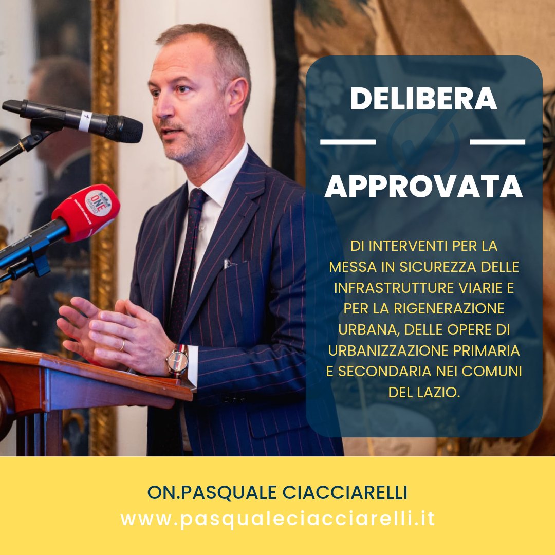 PasqualeCiaccia's tweet photo. 🫂 APPROVATA 

 La Giunta regionale del Lazio, presieduta da Francesco Rocca, su proposta dell’assessore all’Urbanistica, alle Politiche abitative e alle Politiche del mare, Pasquale Ciacciarelli.

https://t.co/zMY8l29bR2 https://t.co/ivzCf2u4SQ