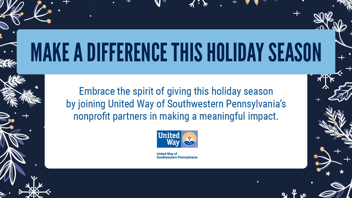 The holiday season is here! Embrace the spirit of the giving this season by joining us and our partners in making a meaningful impact. Explore our holiday volunteer and donation drive opportunities at uwswpa.org/wp-content/upl…. #ChangemakersUnite