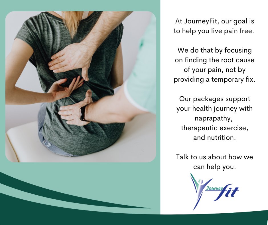 JourneyFitNM's tweet photo. We want to help you live a long pain-free life. Call us or book an appointment to find out about what services we offer to help you achieve that goal. 

#LivePainFree #JourneyFit #NM #HealthAndWellness #Naprapathy https://t.co/4Bich2aVUh