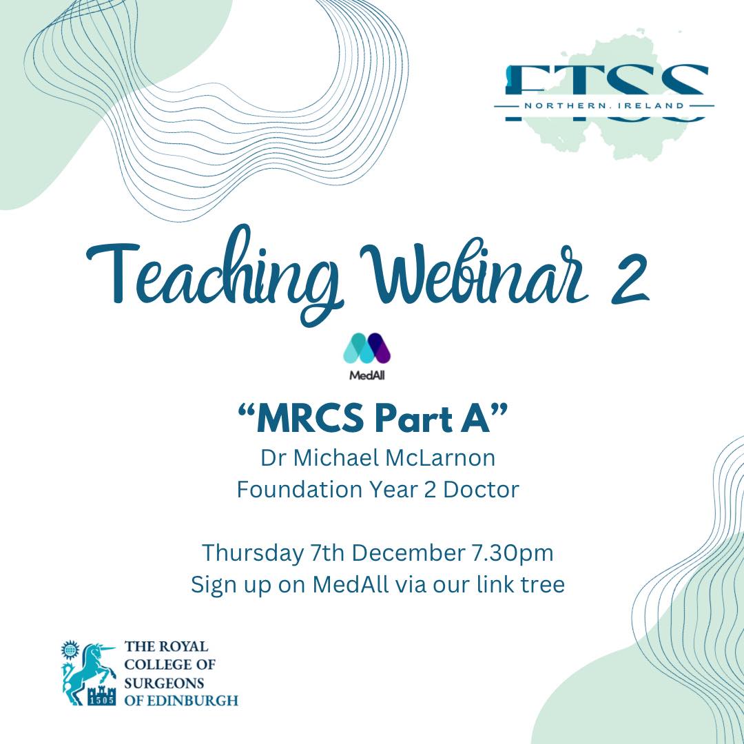 Join us on Thursday 7th December for our second webinar this year as Dr Michael McLarnon discusses top tips for the MRCS Part A exam. Link: share.medall.org/events/top-tip…