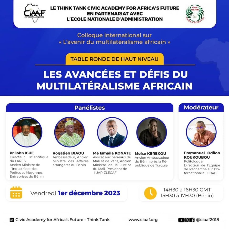 "Je ne crois pas à un multilatéralisme africain" (Prof. John IGUÉ, ancien ministre de l'Industrie du Bénin).

"L'OHADA est un modèle de #multilatéralisme africain réussi" (Me Mamadou Ismaila KONATE, ancien ministre de la Justice du Mali)