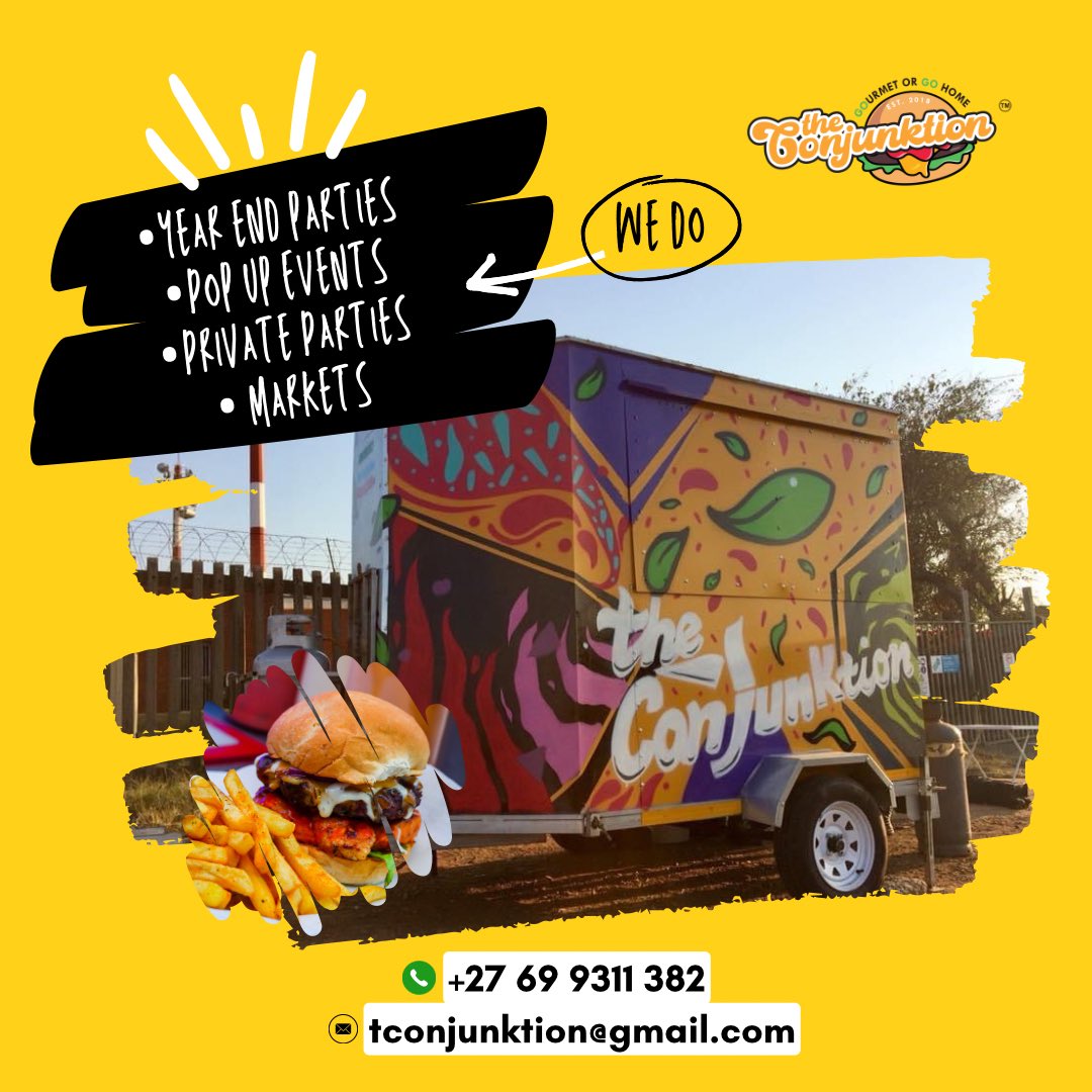 the_conjunktion's tweet photo. It’s that time of the year where everyone wants to have some fun 😁

Whether it’s a back yard party to a festival we’re there! 

☎️ - 0699311382
📧 - tconjunktion@gmail.com

#theconjunktion #durbanresturants #summervibes #foodtruck #gourmetstreetfood #durbanfoodie https://t.co/RWInOcLdNX