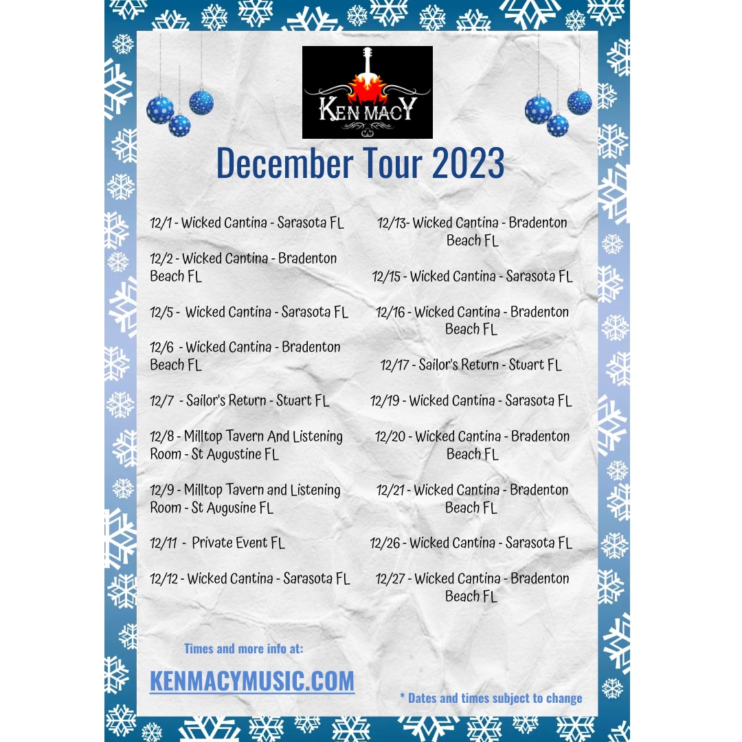 Updated Tour Poster. Last shows for 2023! @kenmacymusic