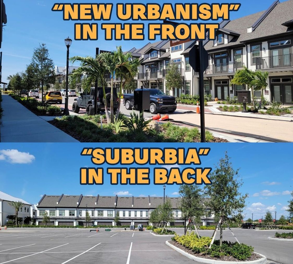 Housing in front, Suburbia in back. This is a great idea to eliminate abandoned commercial properties in busy neighborhoods.