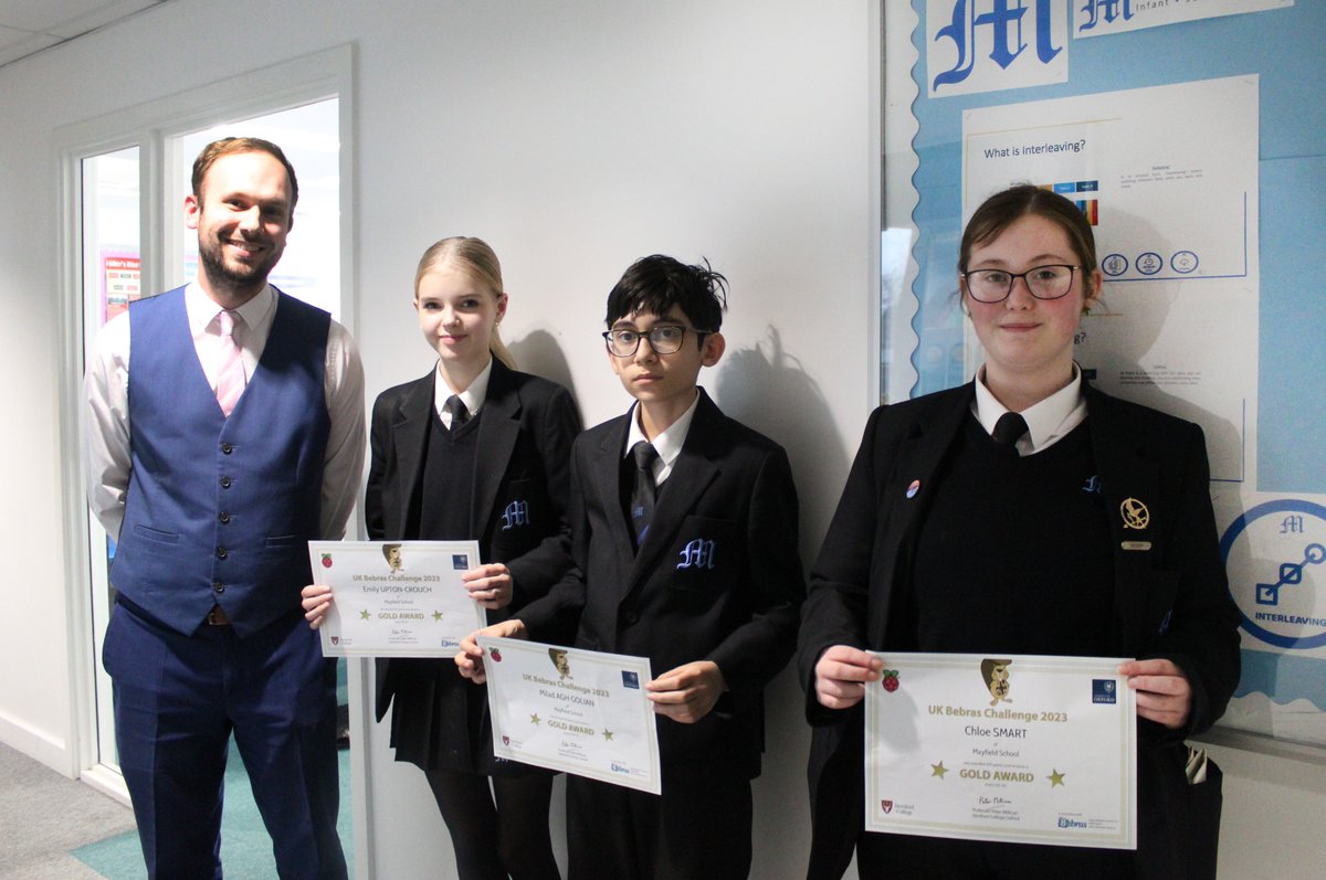 𝘽𝙀𝘽𝙍𝘼𝙎 𝘾𝙤𝙢𝙥𝙚𝙩𝙞𝙩𝙞𝙤𝙣 𝘾𝙝𝙖𝙢𝙥𝙞𝙤𝙣𝙨! 🏆

Congratulations to Chloe, Milad and Emily who achieved GOLD in the BEBRAS competition. This means that were in the top 10% of the country for their age group. Roughly 200,000 students took part. What an achievement!