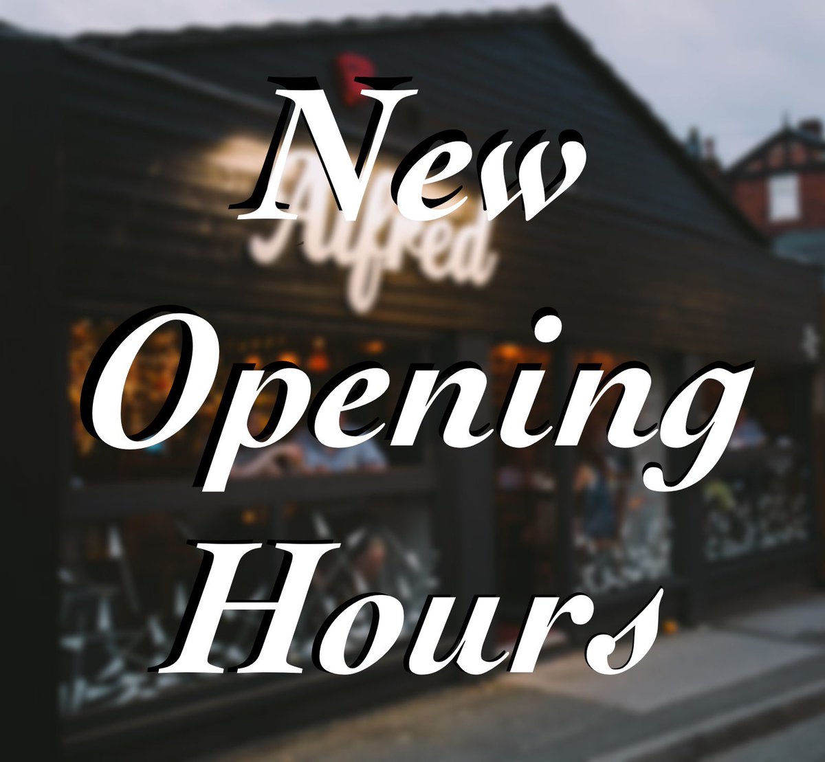 🚨New Opening Times🚨

From Monday 4th December we will be making some changes to our opening hours❄️🧣

Monday: 3pm - 11pm
Tuesday: 3pm - 11pm
Wednesday: 3pm - 11pm 
Thursday: 3pm - 11pm
Friday: 12pm - 12am
Saturday 12pm - 12am
Sunday: 12pm - 11pm

#alfred #north #northbrewingco