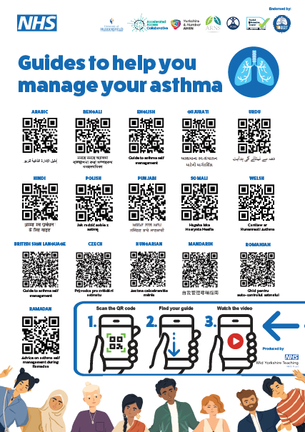 Thanks to all of you who helped co-produce and spread the asthma self management QR code poster. The newest version has additional languages, including BSL. It's available on the Respiratory Futures site/ download the pdf at midyorks.nhs.uk/download.cfm?d… Please share widely