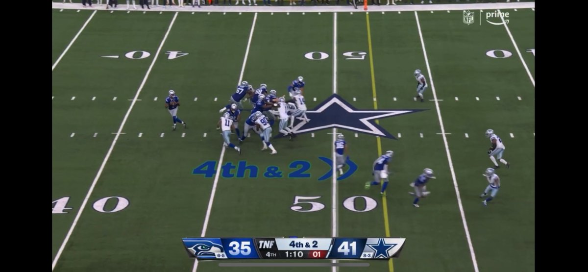 MCinDallas's tweet photo. @NFL Parsons fan here. He was fast but you also gotta give DLaw lots of credit for disrupting the play by shedding his block and obstructing the RB. Probably a completed pass with room to run if that doesn’t happen. About 7yds deep when pass was thrown. https://t.co/Zb3mdVkfQv