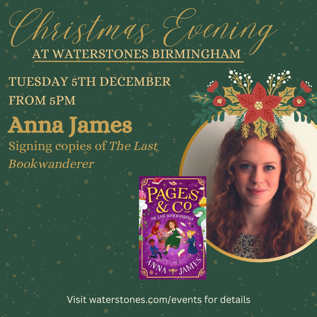 🎄Christmas Signings at @BhamWaterstones🎄 Come and meet @fowler_aisling, @HGold_author AND @acaseforbooks on Tuesday 5th December! Aisling, Hannah and Anna will all be at Waterstones Birmingham for an evening of festive fun🎁