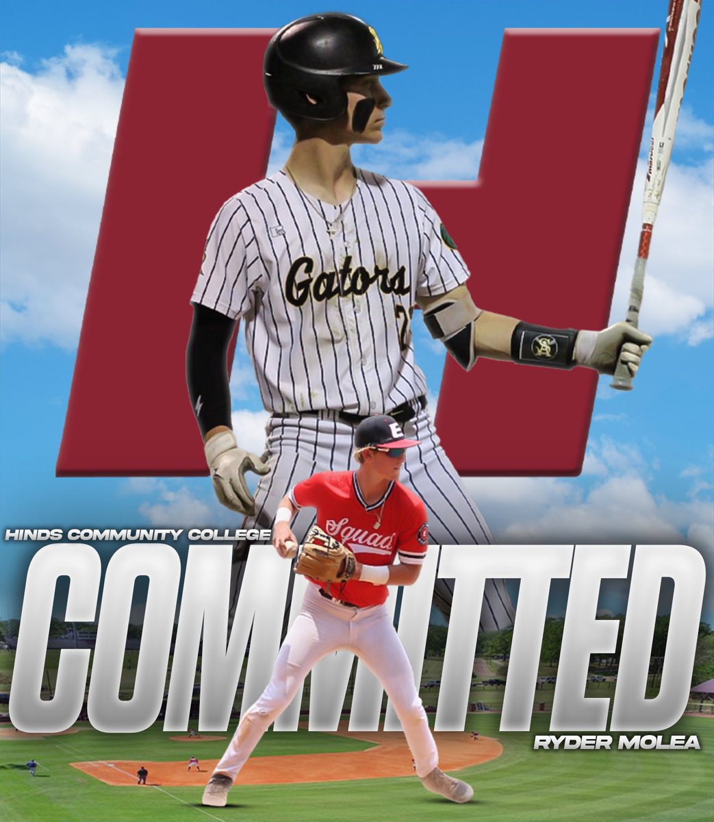 Ryder Molea (@rydermolea) on Twitter photo I am excited to announce that I will be furthering my academic and athletic career at Hinds Community College! I would like to thank God, my family, coaches, teammates, and friends who have helped me on this journey.
<a href="/HindsCC_BB/">Hinds CC Baseball</a> <a href="/jclarkeHCC7/">Josh Clarke</a> <a href="/Carlisle127/">Carlisle Koestler</a> <a href="/CoachBravata/">Brandon Bravata</a> <a href="/Gulf_Squad/">Elite Squad Gulf South</a> I am excited to announce that I will be furthering my academic and athletic career at Hinds Community College! I would like to thank God, my family, coaches, teammates, and friends who have helped me on this journey.
<a href="/HindsCC_BB/">Hinds CC Baseball</a> <a href="/jclarkeHCC7/">Josh Clarke</a> <a href="/Carlisle127/">Carlisle Koestler</a> <a href="/CoachBravata/">Brandon Bravata</a> <a href="/Gulf_Squad/">Elite Squad Gulf South</a>