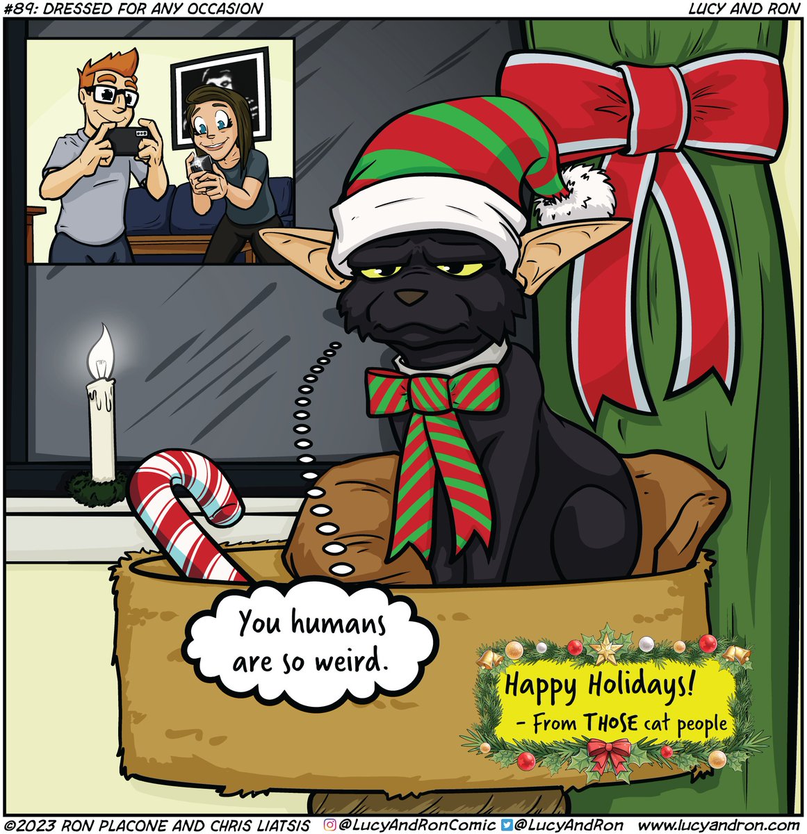 lucyandron's tweet photo. Happy Holidays! @RonPlacone @INKSpixels ! If ya like this card you can buy it for 20% off btw. Makes a PURRfect holiday gift 😺
https://t.co/LXt6MdbvS9 https://t.co/ek8P5Y5JwE
