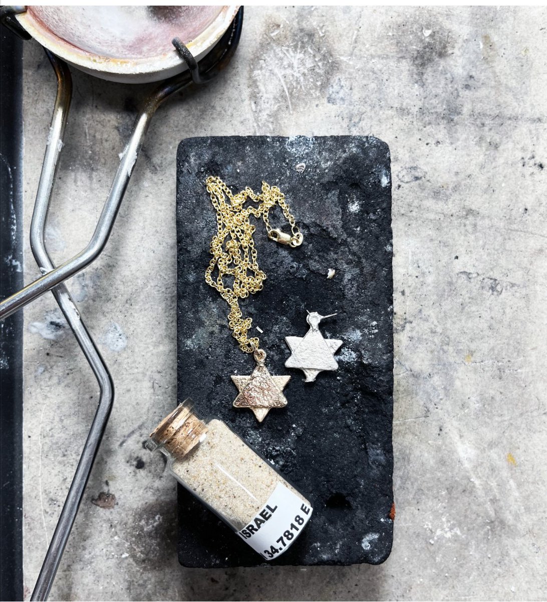 The time to stand tall is exactly when persecutors wish you to cower and hide. An artist friend of mine has created symbols of pride cast with the sand of Israel.  Proceeds for good causes. More information here. mailchi.mp/5b2aea598349/l…