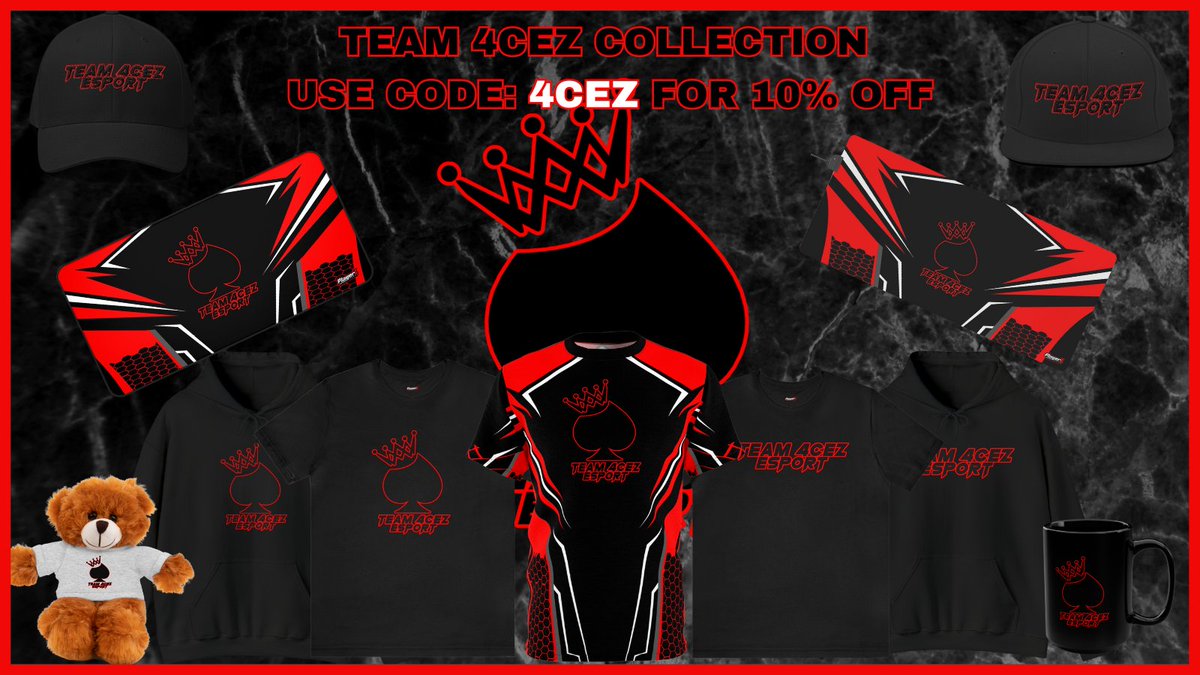 🚨ANNOUNCEMENT🚨   
Introducing the <a href="/4cezEsports/">4ceZ.Esports</a> Collection!!  
Use code 4CEZ for 10% OFF  

player1apparel.com/collections/te…

#MerchByGamers #Player1Apparel #Twitch #Youtube #KickStreaming #Tiktok #Player1FAM