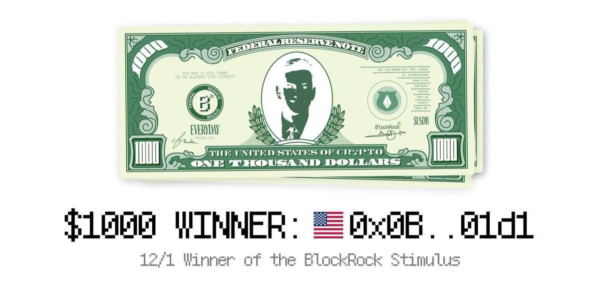 BlockRockFED's tweet photo. 💵$1000 - Winner - 01 December:

The odds of today draw have been 1/461. You only had to hold 5000 $FED tokens (5$) to be eligible for the raffle.  

.. and the winner this time is:     

0x0B67B155Cbf77e87e37443742264C28712A301d1

Chainlink VFT:
https://t.co/df3SXEaHf9 https://t.co/PuS74JuhQG