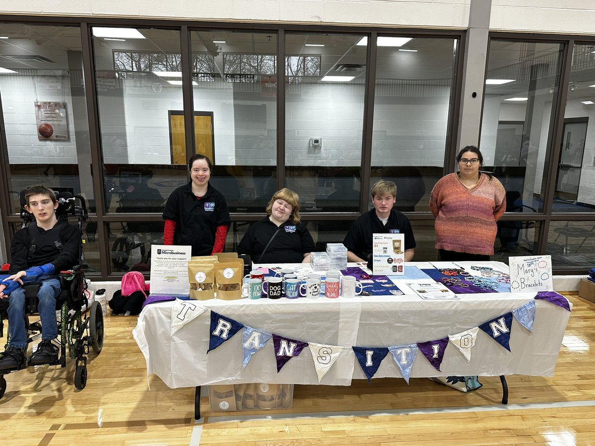 T99 Works is selling at the Maker’s Market in Roselle! Open to the public. 10am-1pm. We have dog treats, water bottle stickers, and mugs! @transition99 #99learns