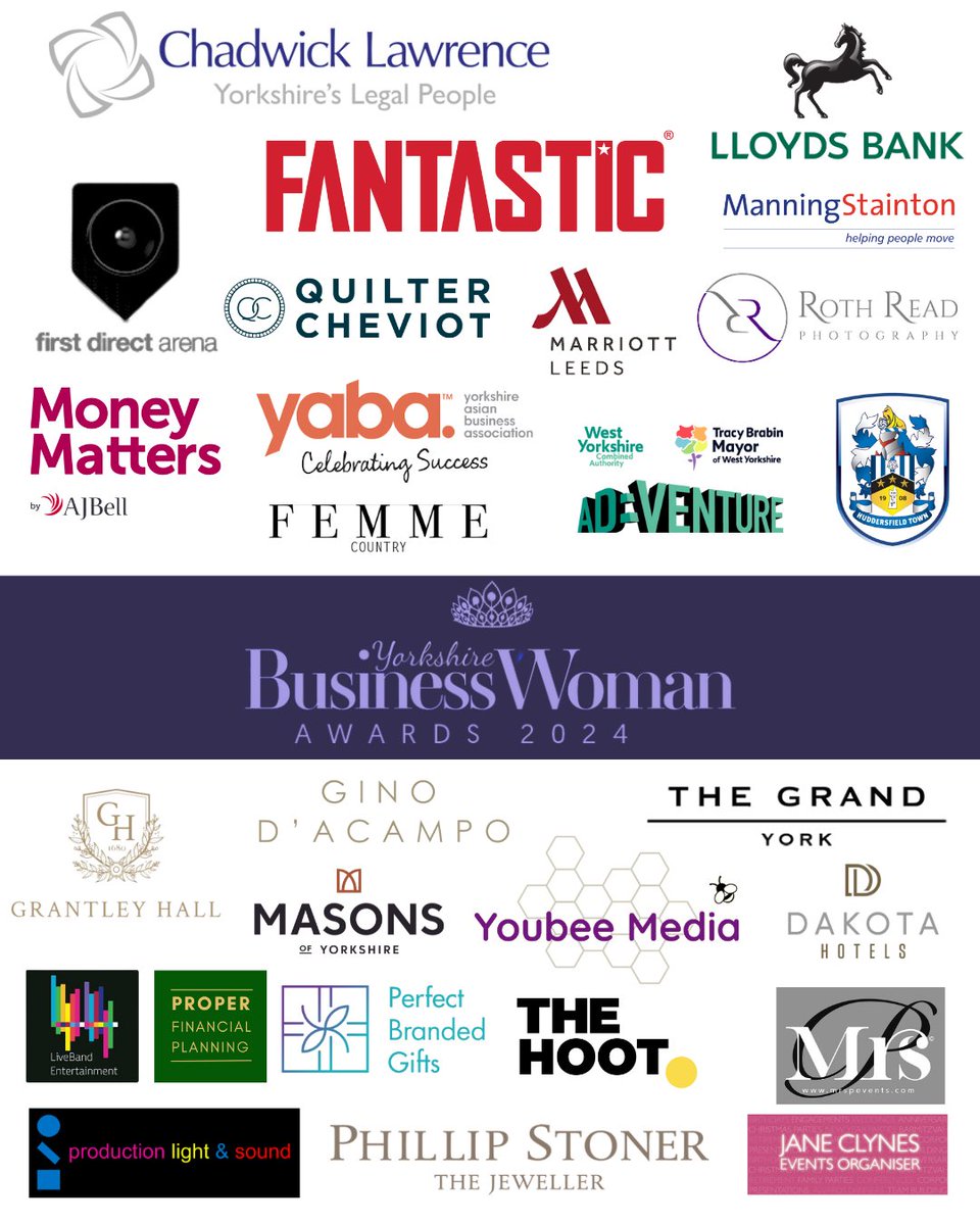 We're thrilled to have such an incredible line up of sponsors and partners supporting the Yorkshire Businesswoman Awards 2024!

Head to yorkshirebusinesswoman.co.uk/ybw_awards/ to vote for a special lady in 11 categories. 

HURRY voting closes on the 31st December. 

#YBWAwards #YorkshireWomen