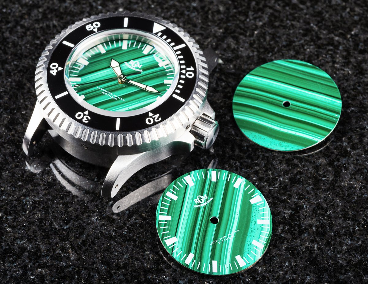 RGM Model 300 Diver with custom Malachite dial.

#rgmwatchco #rgmwatches #rgmwatch #watch #watches #wristwatch #wristwatches #watchmaking #watchmaker #independentwatchmaking #independentwatchmaker
#malachitedial
#divewatch #divewatches