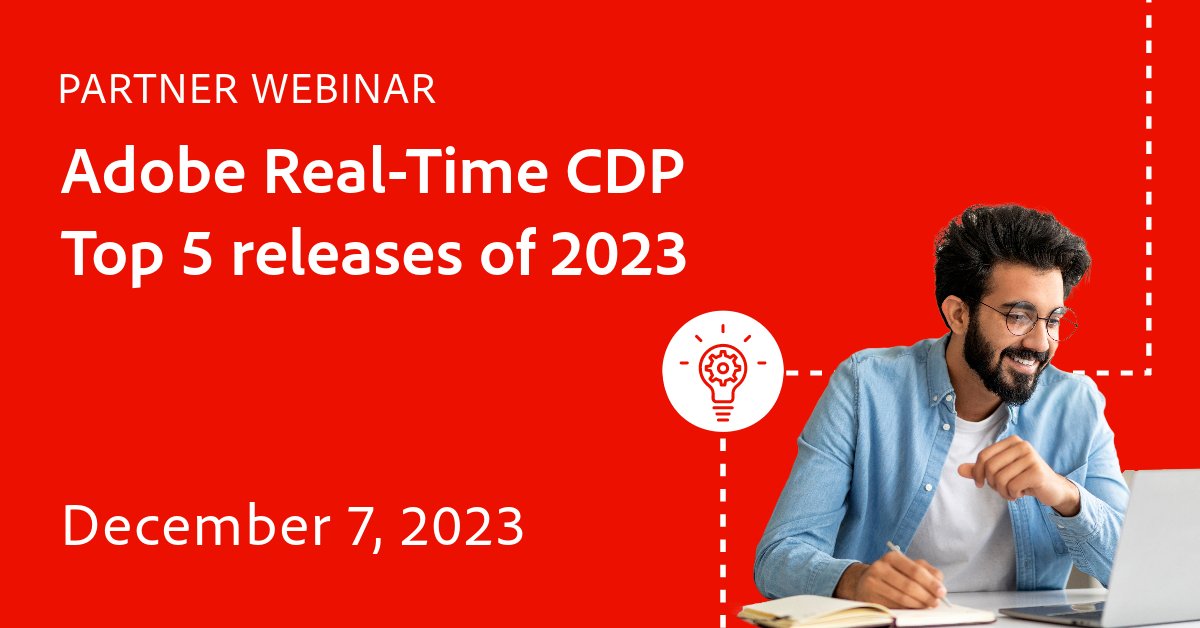 AdobePartner's tweet image. #AdobePartners: Join us for an exclusive session with Lory Mishra, Product Marketing Manager of Adobe #RealTimeCDP, as she reviews the top five releases of 2023. 🚀 Save your spot now: adobe.ly/4144JVp