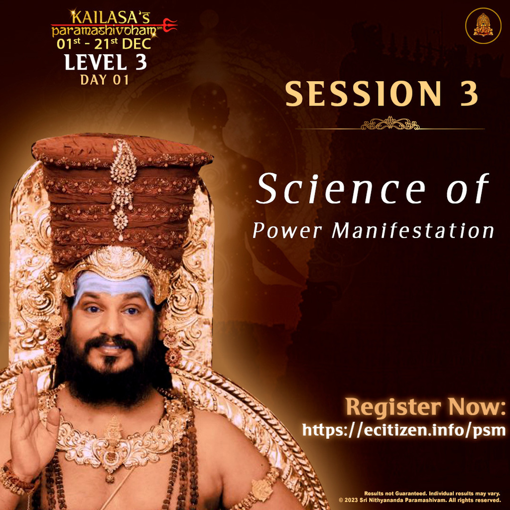 Your body and brain are hard-wired for extraordinary powers, not just mundane roles. You are designed to experience the Divine, to connect with the Ultimate. 
Join Paramashivoham Level-3: ift.tt/0l2LnEx
#Nithyananda #KAILASA #Paramashivoham
<a href="/SriNithyananda/">KAILASA's SPH NITHYANANDA</a>