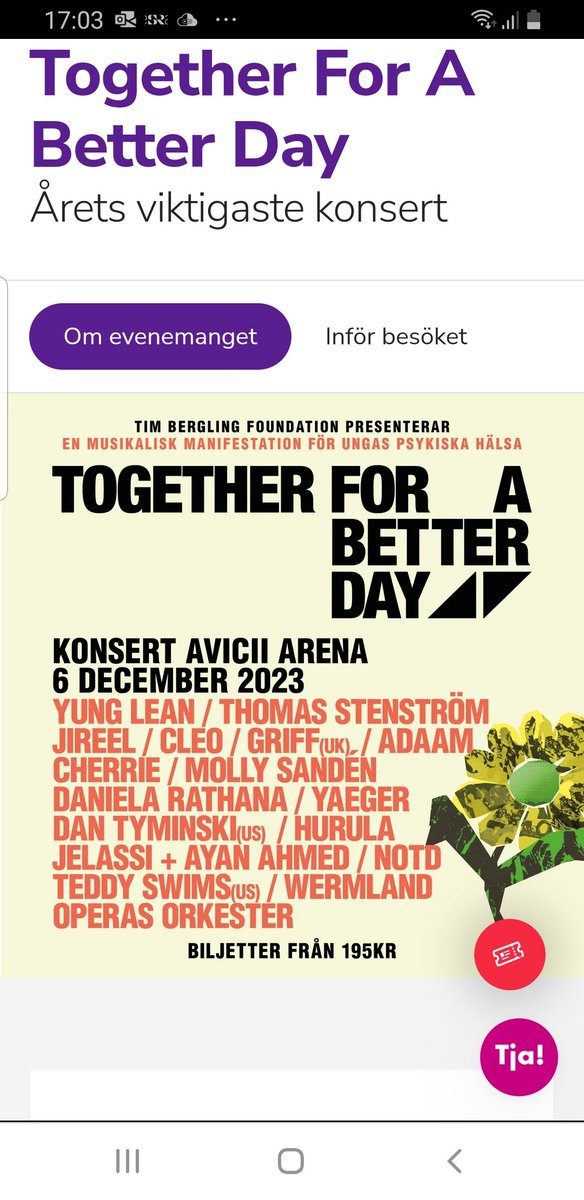 GrevenGbg's tweet photo. 4 biljetter säljes för 300kr (Värde ca 800) till en mycket viktig konsert. Kan inte gå då det är lite långt från Gbg till Sthlm över dagen. https://t.co/MyMMfVME8c
