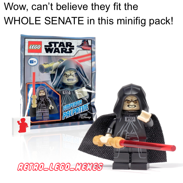 RetroLegoMemes's tweet photo. I am the Senate! #prequelmemes #StarWars #lego #legomemes #Memes https://t.co/wQh2zp70UD