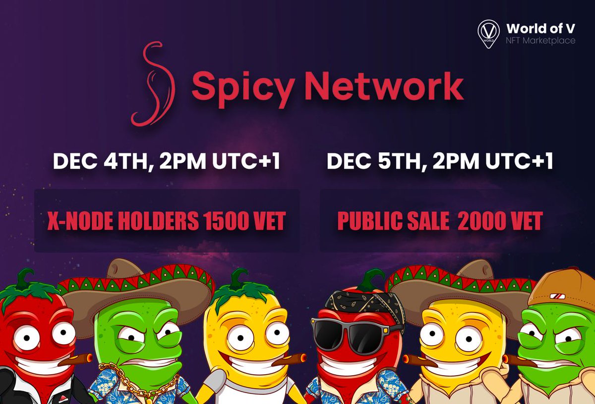 UPDATE! We heard you on #vechainthorsday - we want to be closer to the #VeFam request❤️
X-nodes pay just 1,500 $VET(!) for lifetime access to our IDO platform, public price now 2000 VET! 🌶️
#Spicy #Launchpad #Decentralization #VeChain #NFT