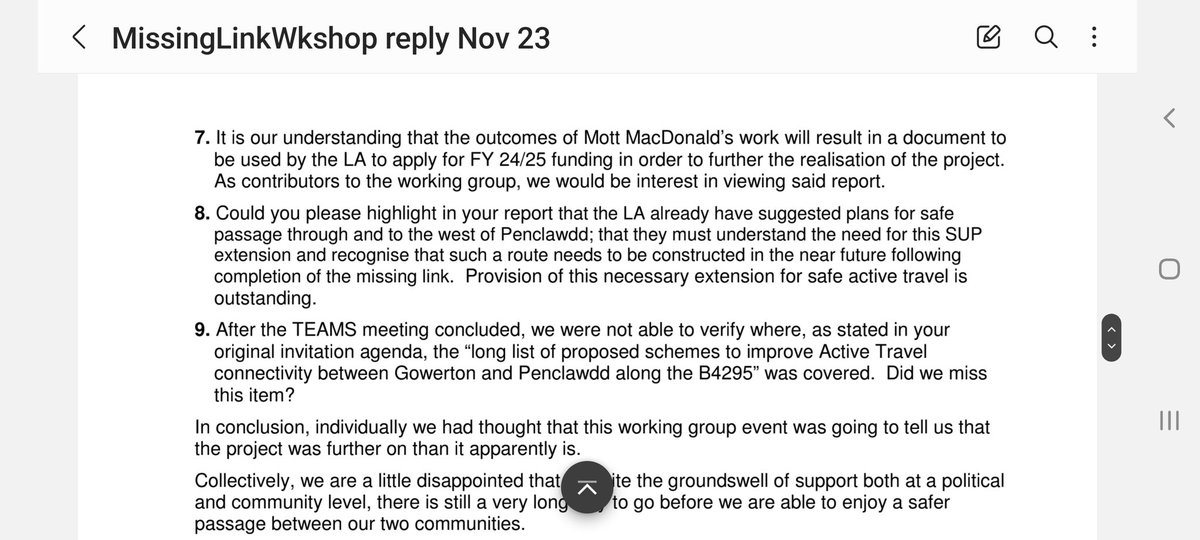 Our reply to <a href="/MottMacDonald/">Mott MacDonald</a> who held the 1st consultation meeting on 13th November <a href="/SwanseaCouncil/">Swansea Council</a>