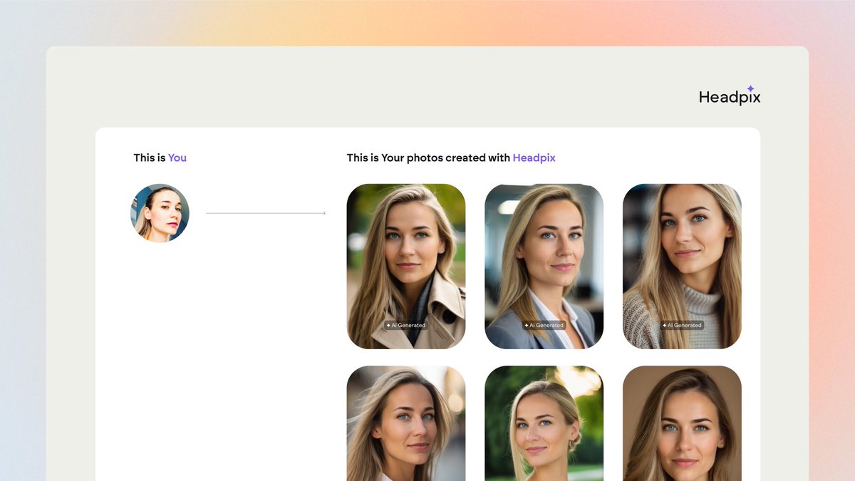 Hey! The fresh Friday headshots are here! 

This is you 👧 > This is your professional #headshot 🖼️ 
#AI #aitools #headpix