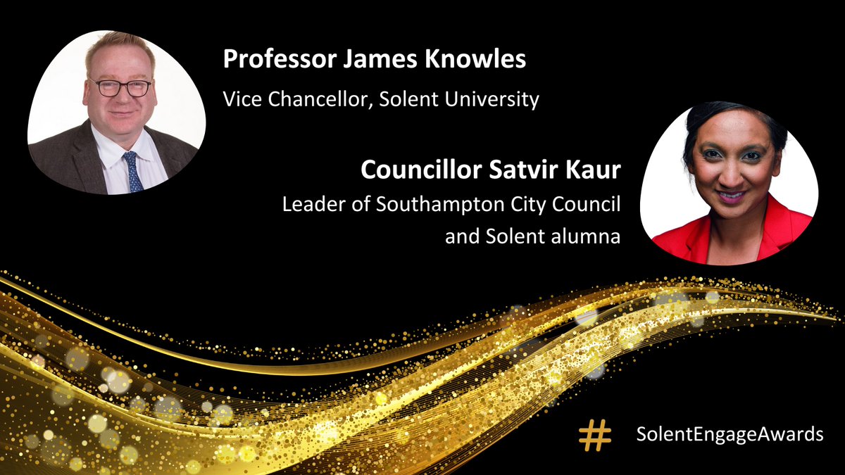 We're delighted to be joined on Tuesday 12 December by <a href="/VCSolentUni/">Professor James D. Knowles</a> Professor James Knowles and Leader of @SouthamptonCit2 Satvir Kaur, who will deliver keynotes at our #SolentEngageAwards.

Watch this space to discover who will be joining them...