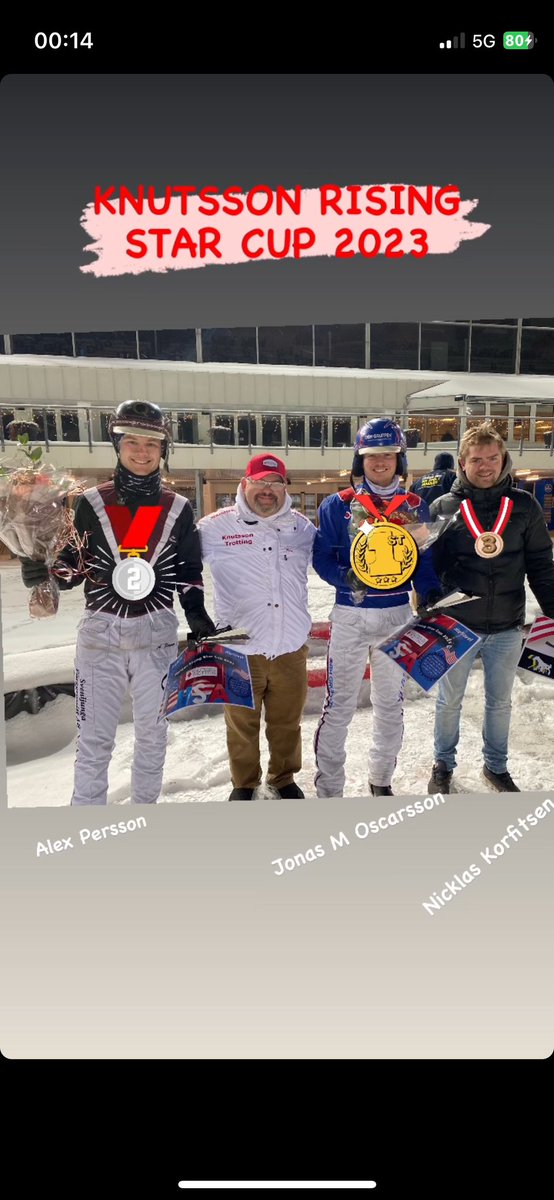 Stort för mig att ta hem Knutsson Rising Star Cup och att få säkra titeln med min egna passhäst Global Difference gör det hela ännu häftigare, Stort tack till alla som trott på mig som kusk under 2023, utan er hade detta inte varit möjligt!