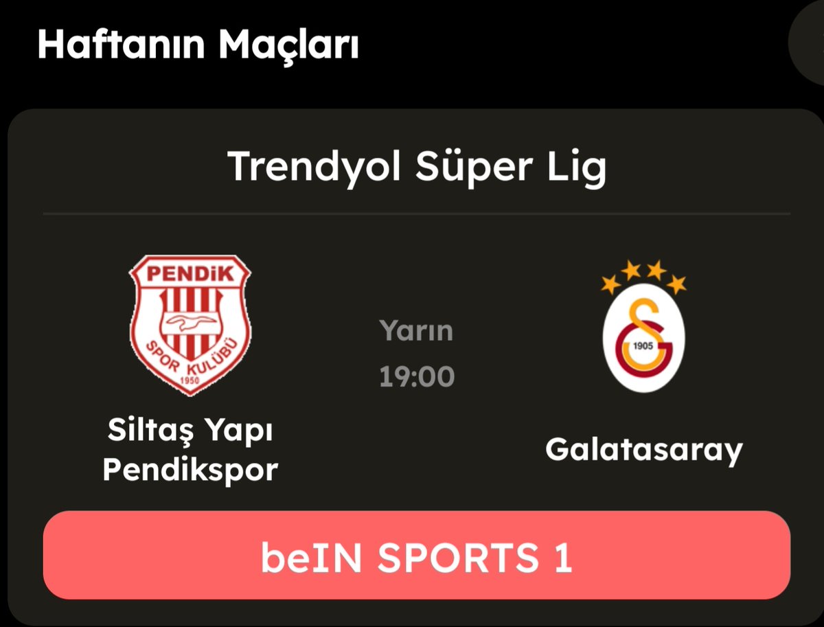 Trendyol Süper Lig 'de Haftanın Maçları  Galatasaray  - siltaş yapı pendik spor maçı - 2 ARALIK CUMARTESİ Saat 19:00 'da beinSPORTS1'de-CANLI- (DİGİTÜRK) @beINSPORTS_TR