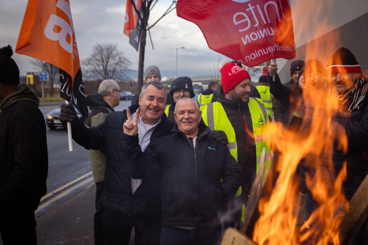 SIPTU's tweet photo. SIPTU, GMB and UNITE members are taking strike action today to end the public sector pay freeze and to defend public transport from cuts to staff and services. 

#RailStrikes #BusStrikes https://t.co/lafxQ34HGd