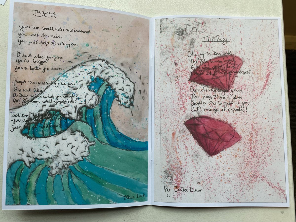 Hot off the press!  How beautiful are these Block 2 (year 8) books? working with <a href="/DunhurstEnglish/">DunhurstEnglish</a> to create art and poetry inspired by #WilliamBlake ...more images to follow.   #illustration #poetry #nature #imagination #drypointetching
