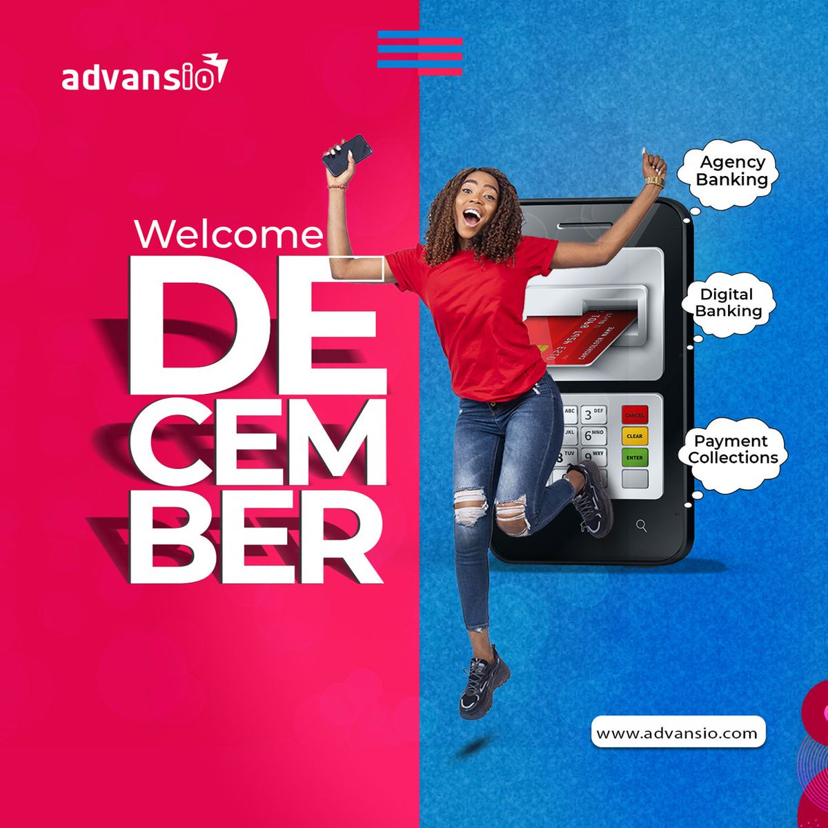 advansio's tweet photo. Happy New Month, Welcome to December 🎉

We are Digital Transformation Experts

Speak 🗣️ to us today about 👇

🎯 Agency Banking

🎯 Digital Banking

🎯 Payment Collections

📞 08098100001
📧 business@advansio.com

https://t.co/o3Co9vfsB3

#Advansio #FinTech #DigitalPayments https://t.co/z40ACyoOjR