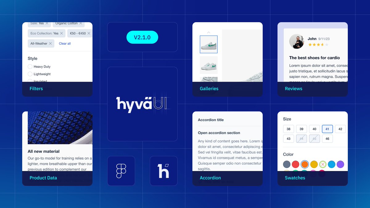Hyvä 🟢🟢🟢🟢 (@hyva_io) on Twitter photo HUUUUUUUUGE update on Hyvä UI today!
Along with our 2.1.0 update, you can now access the Figma designs via <a href="/figmacommunity/">Figma Community</a> 💪.
Head over to figma.com/@hyva to explore all components!
The 2.1.0 release contains 13 new components 🙌
Read more 👉 hyva.io/blog/product/h… HUUUUUUUUGE update on Hyvä UI today!
Along with our 2.1.0 update, you can now access the Figma designs via <a href="/figmacommunity/">Figma Community</a> 💪.
Head over to figma.com/@hyva to explore all components!
The 2.1.0 release contains 13 new components 🙌
Read more 👉 hyva.io/blog/product/h…