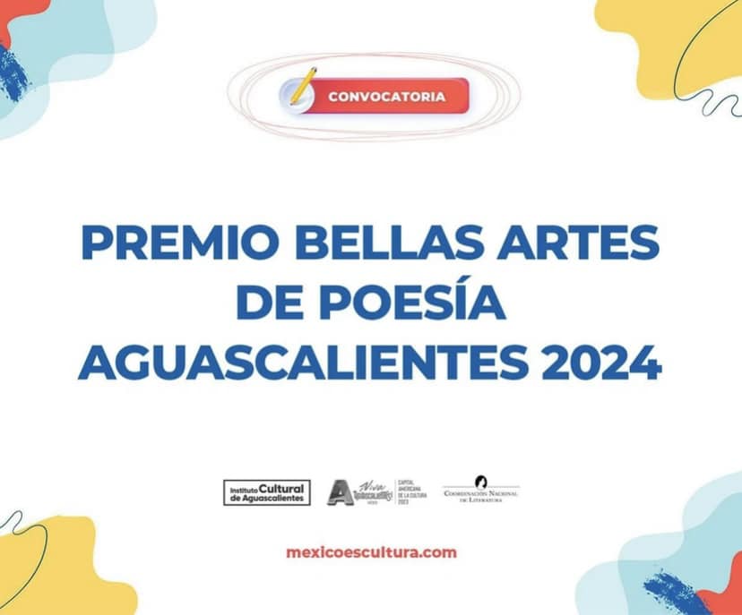 📷 Te invitamos a participar en el Premio Bellas Artes de Poesía Aguascalientes 2024 📷📷
Para conocer más detalles de la convocatoria, las y los interesados pueden consultar los siguientes enlaces bit.ly/3u8Dehn y en literatura.inba.gob.mx.