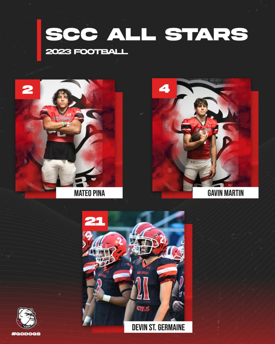 Football 2023 SCC All Stars: Mateo Pina, Devin St. Germaine, Gavin Martin