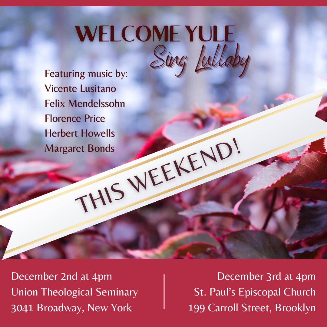 Coming up this weekend! Join Dessoff for our Welcome Yule concerts, featuring Beati Omnes by Vicente Lusitano, Sing Lullaby by Herbert Howells, Ave Maria by R. Nathaniel Dett, Snow Song by Florence Price, and a selection of joyful seasonal carols. Tickets: ow.ly/P0V750Qetxx