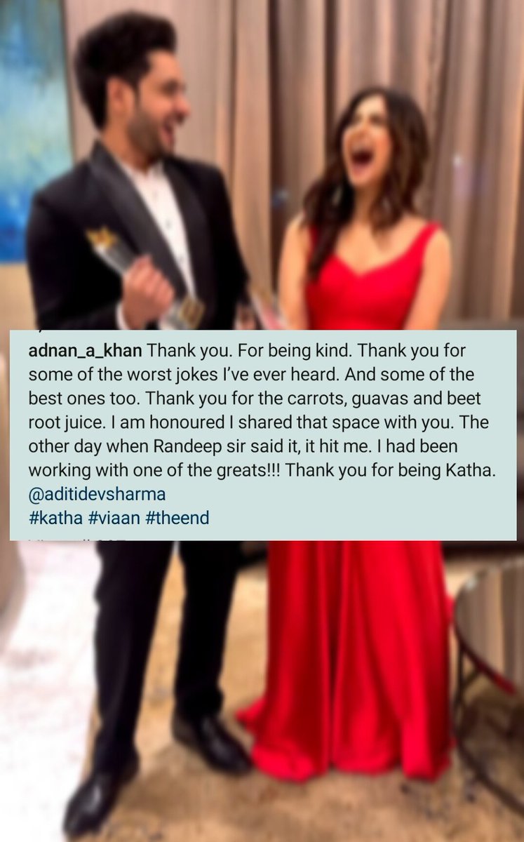 Farewell posts are always so emotional and wholesome and this is so special ❤

Adnan posting a special post for Aditi-"Thank you for being Katha"🥺💙

#AdSquare

#KathaAnkahee