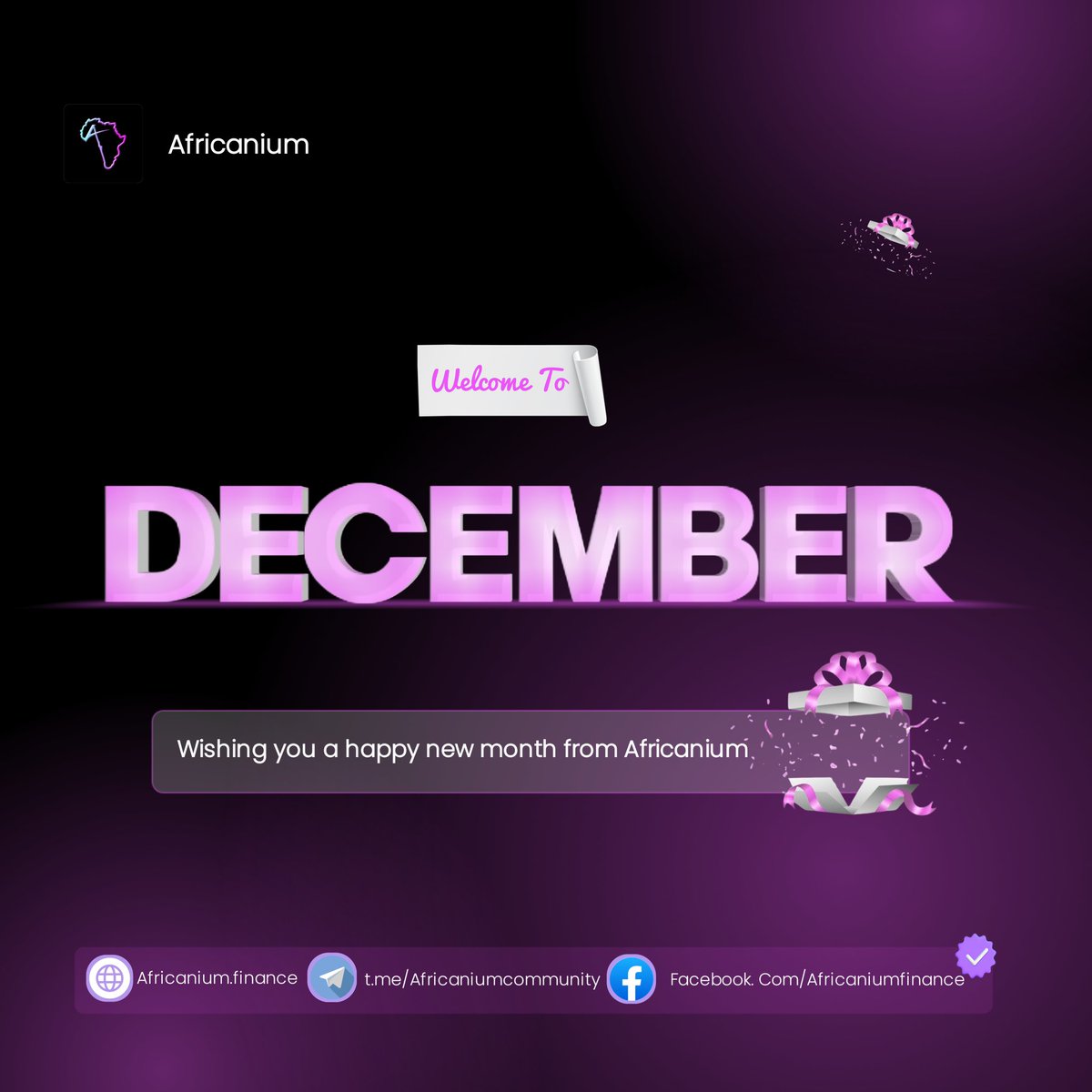 🎉 Happy December from the Africanium team! 

🌍 Wishing everyone a month filled with joy, success, and memorable moments. 

Let's make this December one to remember! 🎄✨ #HappyNewMonth #DecemberVibes #AfricaniumTeam