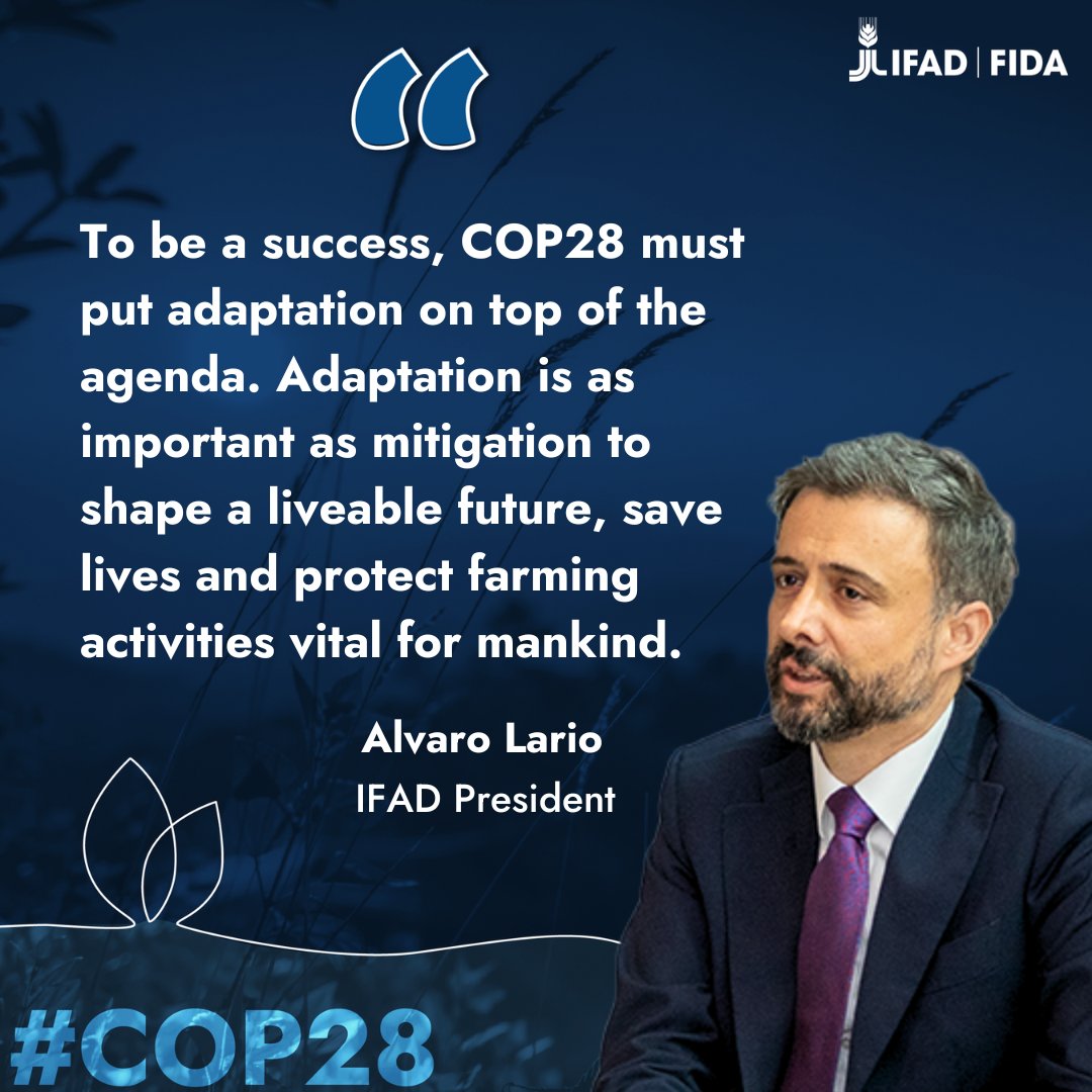 The world is not prepared for the effects of climate change, and investments for small-scale farmers to adapt are simply not enough.

<a href="/IFADPresident/">Alvaro Lario</a> sounds an urgent call at #COP28 👇