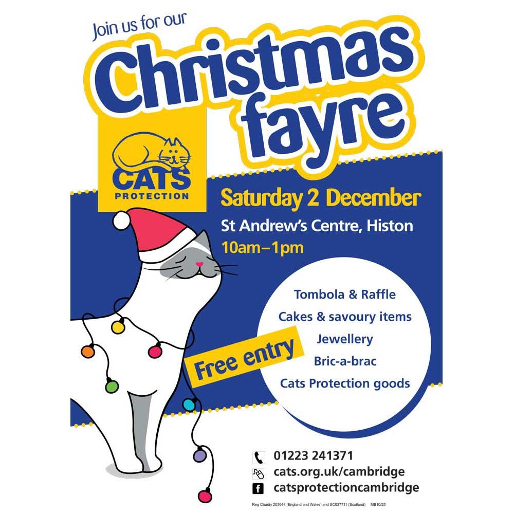 Tomorrow! See you at our Fayre in Histon. Full details cats.org.uk/cambridge#even…