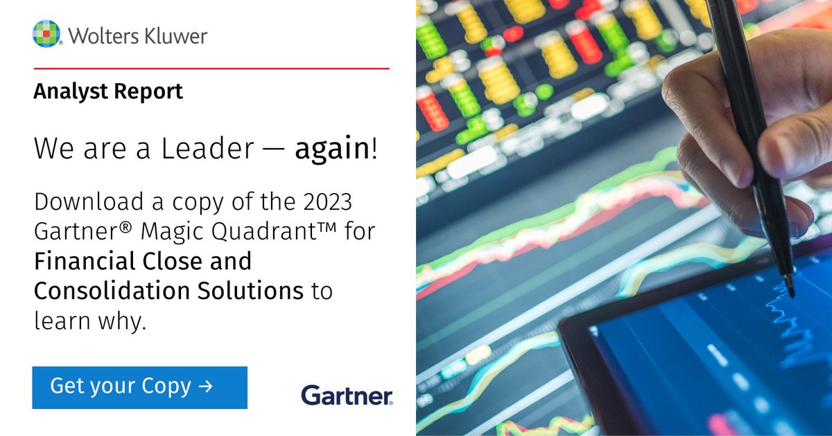 Wolters Kluwer was once again recognized as a Leader in the 2023 Gartner® Magic Quadrant™ for Financial Close and Consolidation Solutions based on its Completeness of Vision and Ability to Execute.
📷 Access your copy of the Gartner report here: lnkd.in/devAbk5e