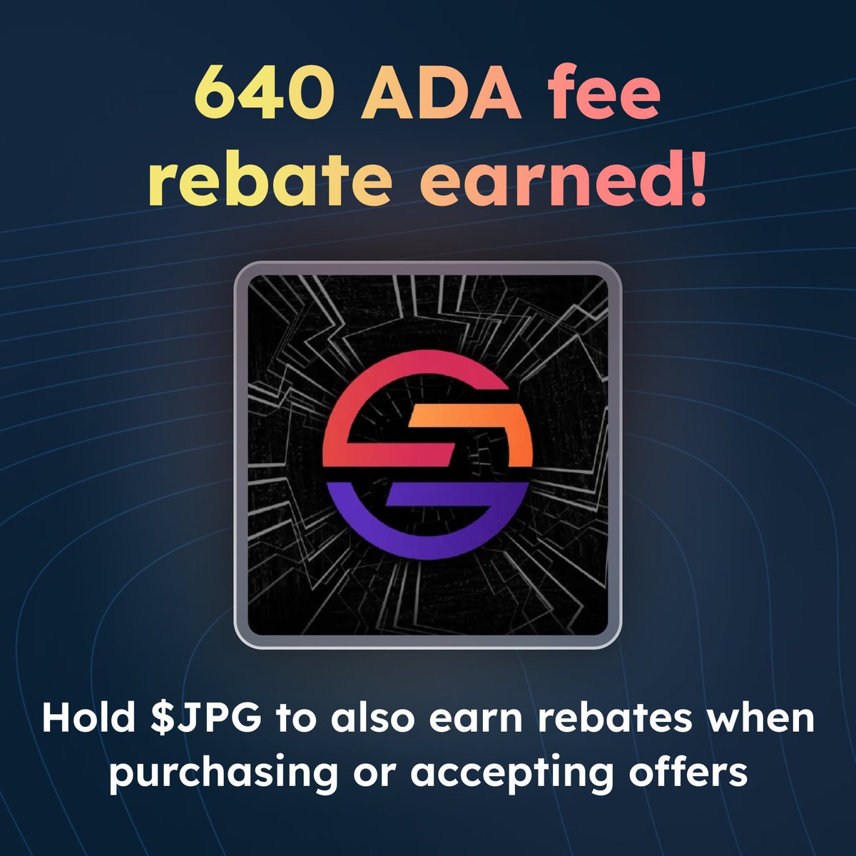 Rebates Jackpot🎰 We said we were changing the way you transact on JPG Store. Check this out👇 An Earth Node sold for 80k ADA: $JPG Rebate Tier Level: 10%-▰▰▰▰▱▱▱▱▱▱-100% At 40% rebate tier, they received 640 ADA back🔄 At 100%, this would have been 1,600 ADA 🤯